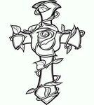 Как нарисовать крест символ, обвитый розой * Makusha