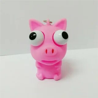 Pink Pig Eye Popper Keychains Heart Popping Soft Pvc Keyring