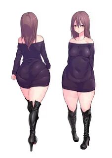 Safebooru - 1girl ass bare shoulders boots breasts brown hai