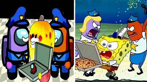 SpongeBob police hits in Among Us Animation Part 2 - YouTube