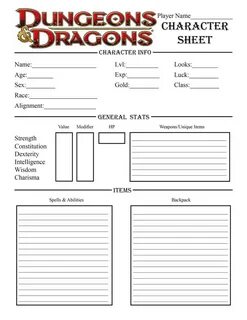 dnd 5e printable character sheet that are persnickety - dash