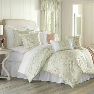 Lena Reversible Celadon Floral Comforter Bedding by Piper & 