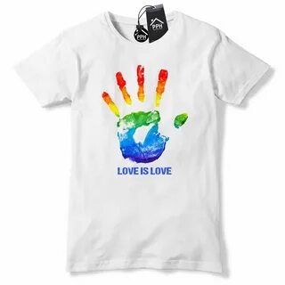 O Neck T Shirt Hand Print Love Gay Pride T Shirt Rainbow Tshirt Lesbian L.....