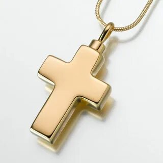 Large Cross Pendant Cremation Jewelry in Gold Cremation jewe