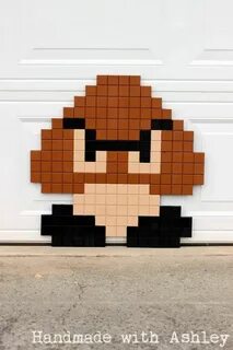 Super Mario Bros 8-bit Goomba Pixel Art Mario room, Mario cr