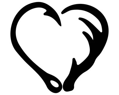 Fish Hook SVG Hook And Antler SVG Antler Heart Silhouette Et