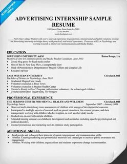 internship resume template marketing advertising and interns