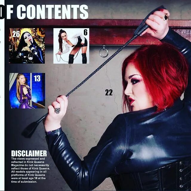 The Standout Dominatrix here is Mistress Tiffany in Issue 26 of Kink Queens Magazine. 