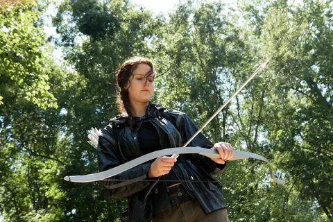 Behind the scenes photo of Jennifer Lawrence as Katniss Ever