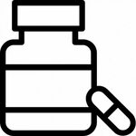 Drugs, food supplements, medicine jar, pills, vitamins icon 