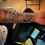 Name tattoo with clouds background #nametattoos #tattoos #cl