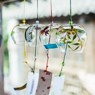 Купить Japanese Glass Furin Wind Chime Mobile Bell Hanging O