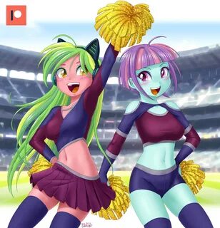 #2835894 - safe, artist:uotapo, lemon zest, sunny flare, equestria girls...
