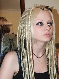 Skinny dreads, blond with black. Cool hairstyles, Dreads, Ha