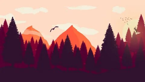 Minimalism Birds Mountains Trees Forest Wallpapers Wallpaper