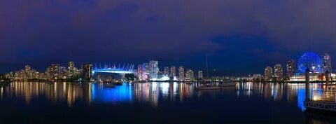 Vancouver, Cidade, Noite, Panorama 