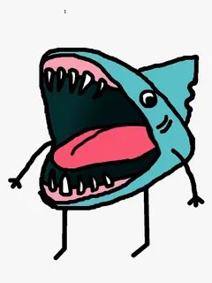 Drawing Shark Open Mouth Clipart , Png Download - Cartoon Sh