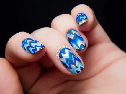 Blue Dripping Chevron Nail Art Chevron nail art, Chevron nai