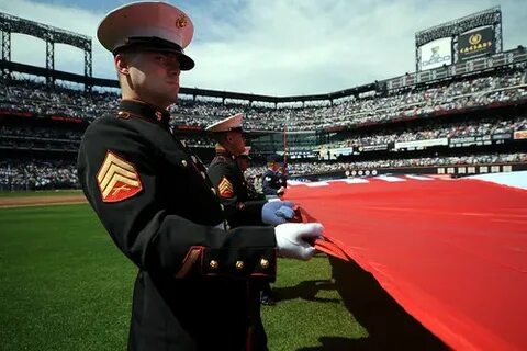 New York Mets military pregame ceremony, April 5. (on fiel. 