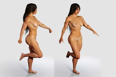 Naked Bodybuilder Muscular Woman Rigged 3D Model in Woman 3D