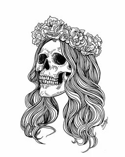 Skull with Flower Crown Schablonen, Kunst, Zeichnen