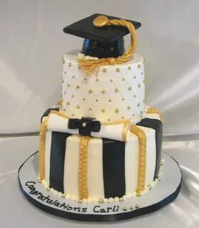 Black & gold graduation cake Graduation party cake, Graduati