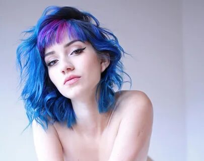 Wallpaper : Fay Suicide, model, pinup models, blue hair, nos