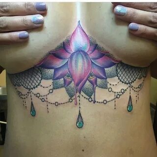 Simple Lotus Flower Tattoo Under Breast - Novocom.top