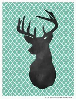 Jones Creek Creations Deer head wall art, Stencil painting o