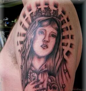 53 Adorable Virgin Mary Shoulder Tattoos - Tattoo Designs - 