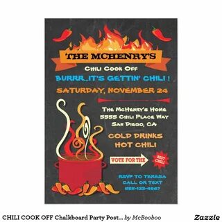 Shop CHILI COOK OFF Chalkboard Party Poster Invitation created by McBooboo....