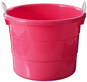 Homz Plastic Utility Tub with Rope Handles, 18 Gallon, Pink,