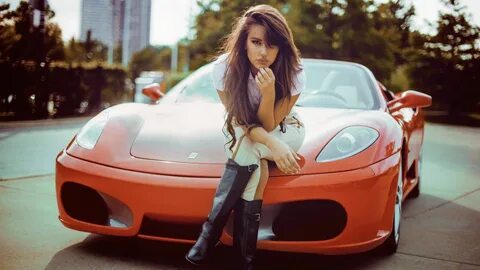 Women Girls & Cars Ferrari Red Car Car Model Woman Wallpaper
