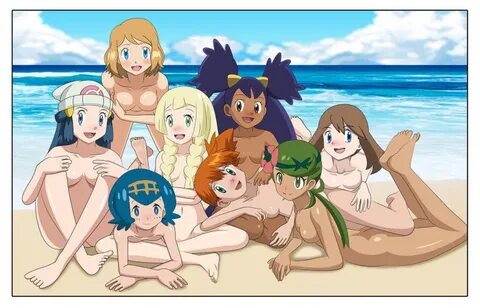 Naked Pokegirls at the beach - Hentai Image
