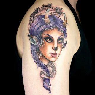 Fantasy Deer Girl Tattoo by Unkindness Art (Doom Kitten & Er