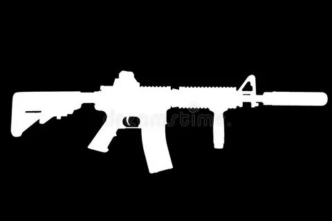 Rifle Silhouette Isolated on White. Hunting Rifle Silhouette