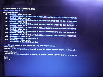 Efi shell команды для запуска windows