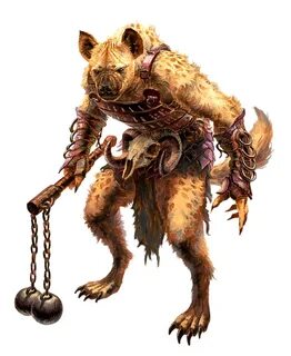 Male Gnoll Barbarian Fighter - Pathfinder PFRPG DND D&D 3.5 