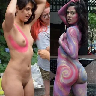 Misty Leah on AdultNode: Before and after (body paint) art b
