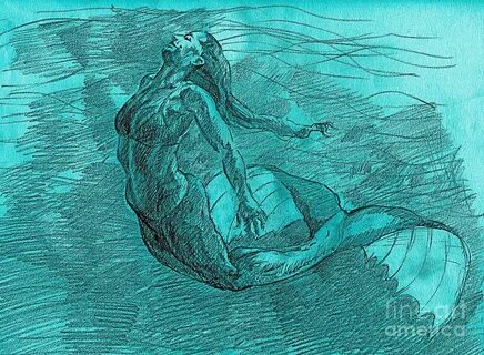 Mermaid Musing Drawing by Whistler Kenworthy Fine Art Americ