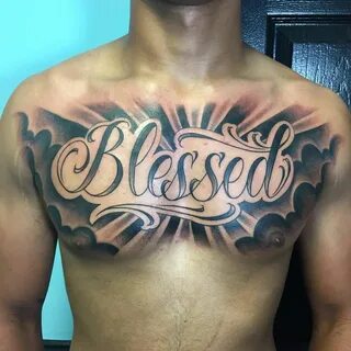 35+ Chest Tattoos For Men Writing With Clouds