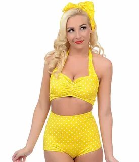 ONES New 2017 Baby Girls Yellow Color White Polka Dot Two Pi