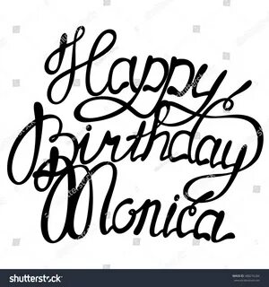 Vector Happy Birthday Monica Lettering Stok Vektör (Telifsiz