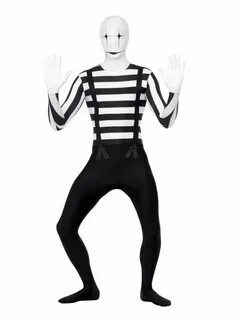 49" Black and White Mime Second Skin Men Adult Halloween Cos