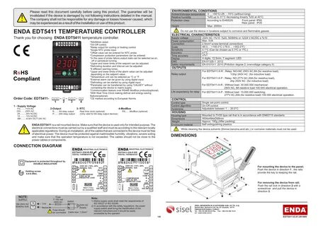 ENDA EDT5411 TEMPERATURE CONTROLLER Manualzz