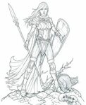 Cool female warrior line art - Bing images Warrior drawing, 