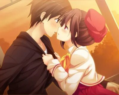 Girl boy couple kiss sunset-2016 Anime Design HD Wallpaper P