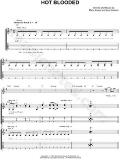 Foreigner "Hot Blooded" Guitar Tab in G Major - Download & P