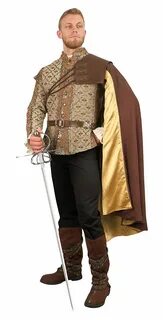 Men's Renaissance Cavalier Brown Leather Shoulder Cape - Del