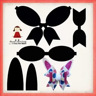 Bunny Ears cheer style faux leather bow template SVG and PDF